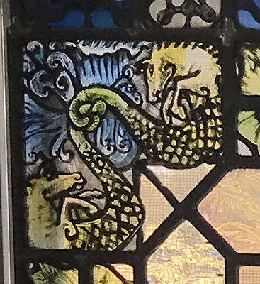 stained glass seahorses