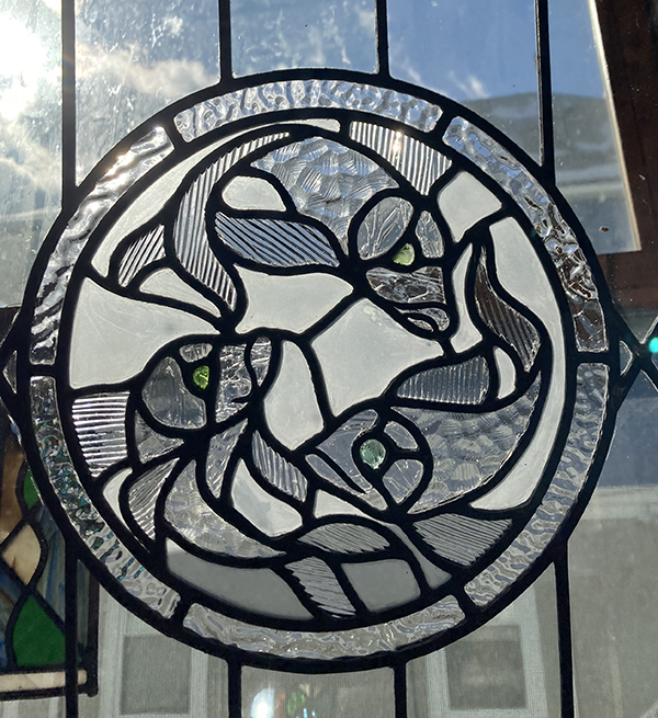 Clear leaded glass fish pattern