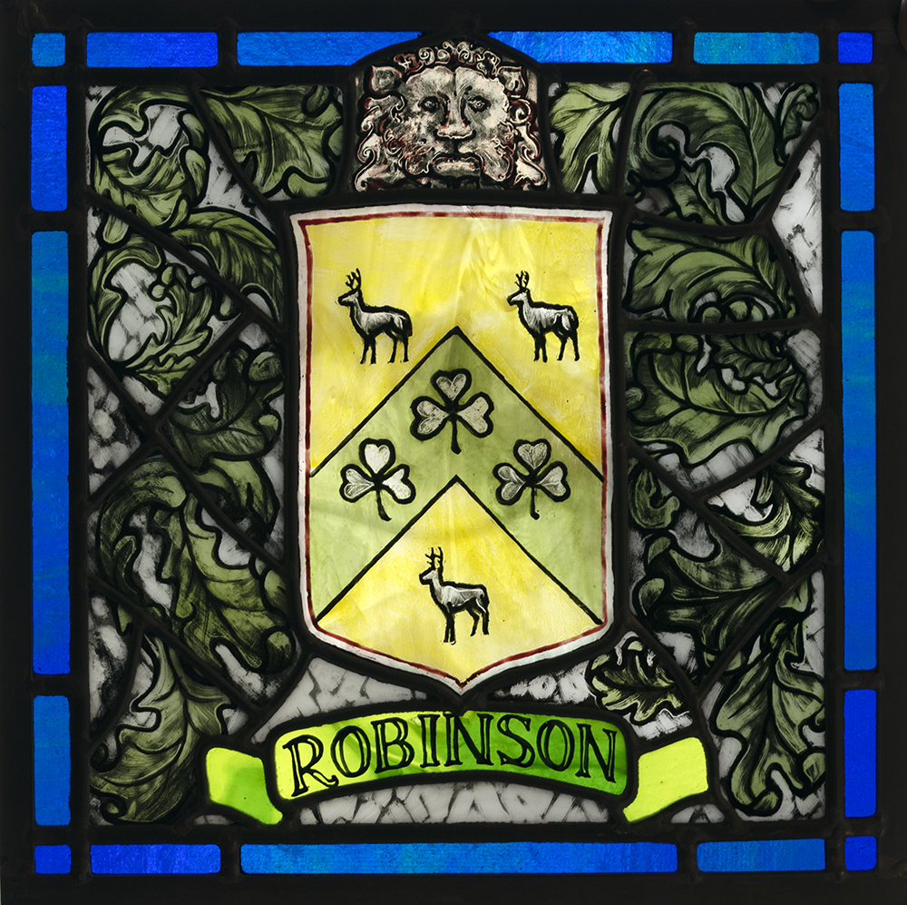 Medieval style heraldic window, Robinson