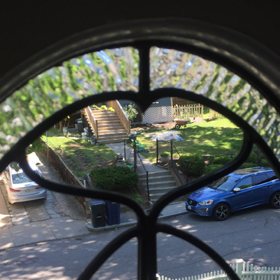 detail of oval leaded glass