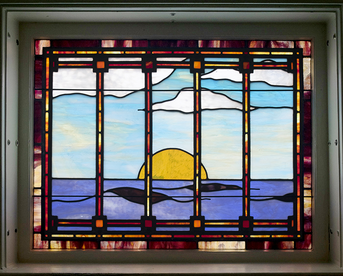Beach Ocean scene stained glass