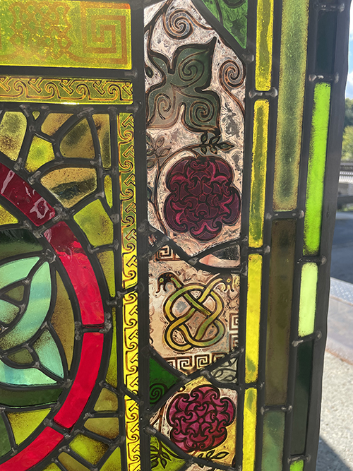 Celtic snakes interlaced stained glass