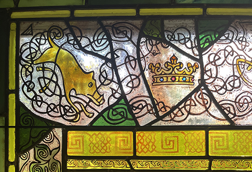 Celtic boar interlaced stained glass