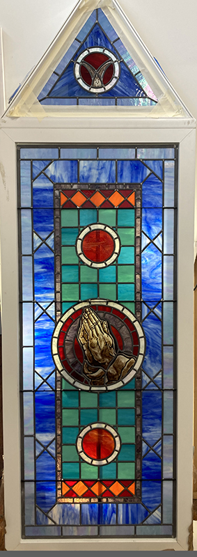 praying hands stained glass